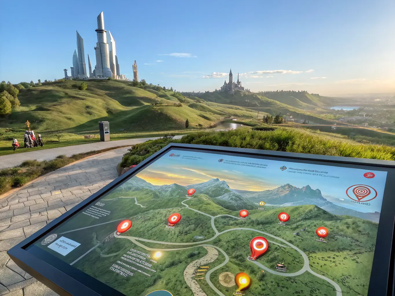 An image of a digital map with overlaid data points and machine learning model visualizations, showcasing spatial data analysis.